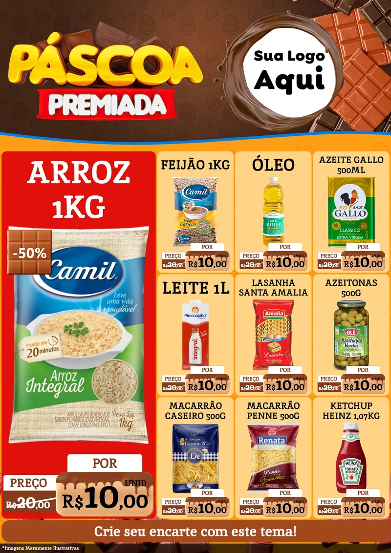 Modelo de Encarte para Encarte A4 Vertical com o tema Páscoa Premiada para Supermercado
