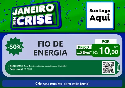 Modelo de Cartaz para Cartaz A4 Horizontal com o tema Janeiro Sem Crise para Materiais Elétricos