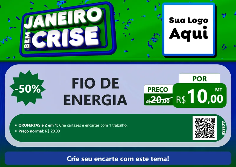 Modelo de Cartaz para Cartaz A4 Horizontal com o tema Janeiro Sem Crise para Materiais Elétricos