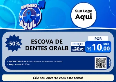 Modelo de Cartaz para Cartaz A4 Horizontal com o tema Novembro Azul para Higiene Pessoal