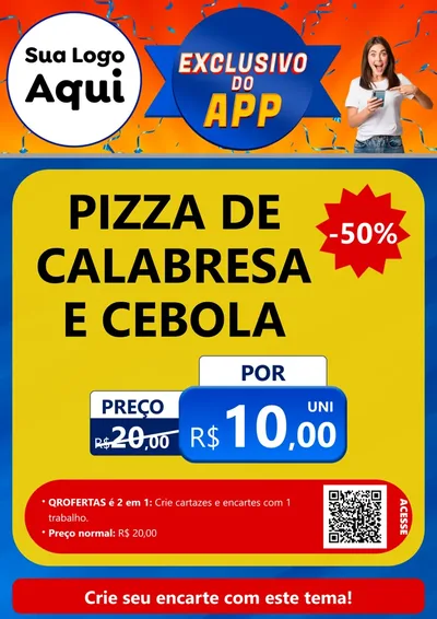 Modelo de Cartaz para Cartaz A4 Vertical com o tema Exclusivo do Aplicativo para Pizzaria