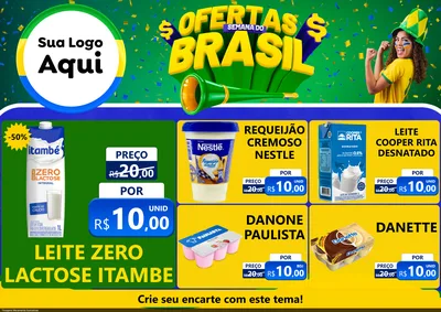 Modelo de Encarte para Encarte A4 Horizontal com o tema Ofertas Semana do Brasil para Frios e Laticínios
