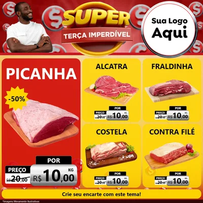 Modelo de Rede Social para Feed Facebook com o tema Super Terça Imperdível para Açougue