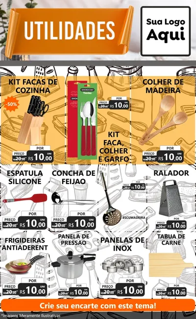 Modelo de Encarte para Encarte Grande com o tema Utilidades para Utilidades Domésticas