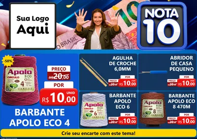 Modelo de Encarte para Encarte A4 Horizontal com o tema Nota 10 para Armarinho e Aviamentos