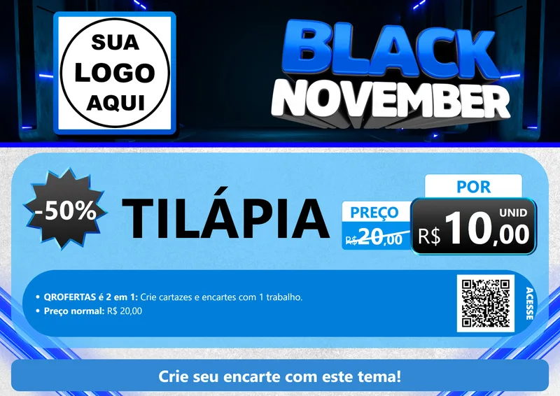 Modelo de Cartaz para Cartaz A4 Horizontal com o tema Black November para Peixaria