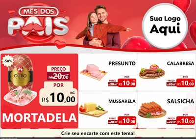 Modelo de Encarte para Encarte A4 Horizontal com o tema Mês dos Pais para Frios e Laticínios
