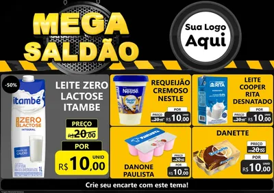 Modelo de Encarte para Encarte A4 Horizontal com o tema Mega Saldão para Frios e Laticínios
