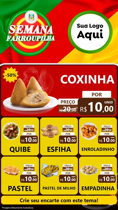 Modelo de Rede Social para Stories com o tema Semana Farroupilha para Salgadaria