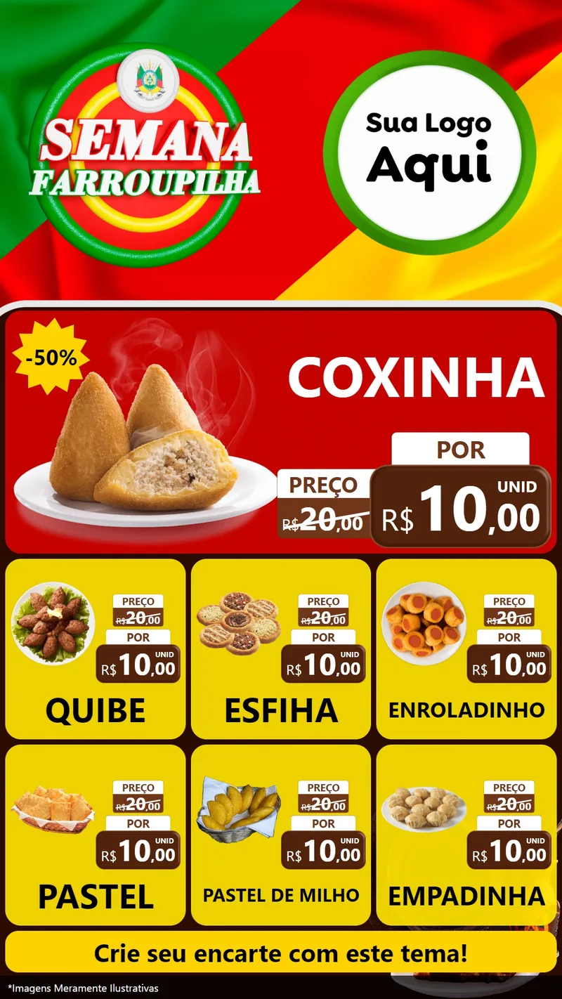 Modelo de Rede Social para Stories com o tema Semana Farroupilha para Salgadaria