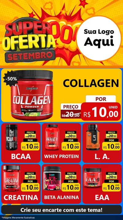 Modelo de Rede Social para Stories com o tema Super Oferta Setembro para Suplementos alimentares
