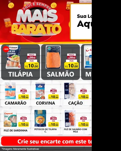 Modelo de Rede Social para Feed Instagram com o tema Mais Barato para Peixaria