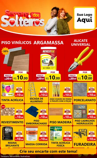 Modelo de Encarte para Encarte Grande com o tema Semana dos Solteiros para Material para Construção