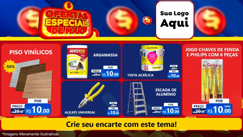 Modelo de TV para TV Horizontal com o tema Ofertas Especiais de Maio para Material para Construção
