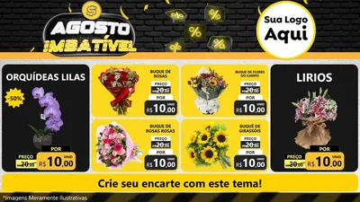 Modelo de TV para TV Horizontal com o tema Agosto Imbatível para Floricultura e jardim