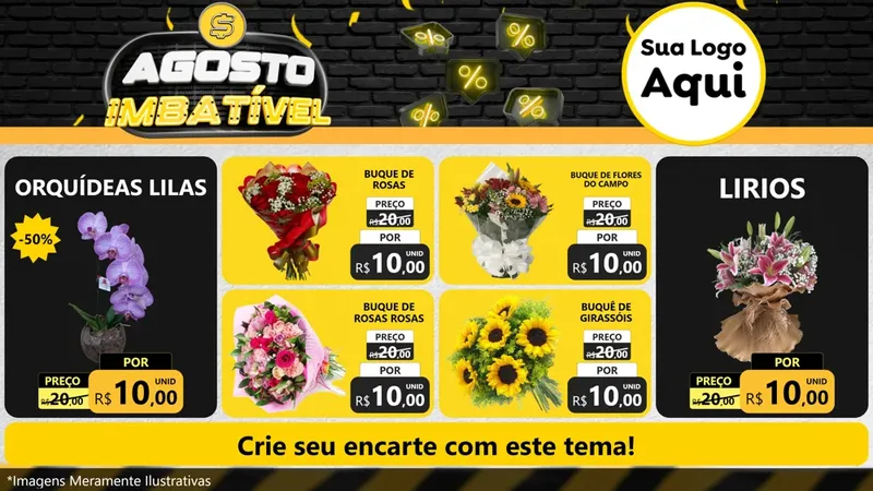 Modelo de TV para TV Horizontal com o tema Agosto Imbatível para Floricultura e jardim