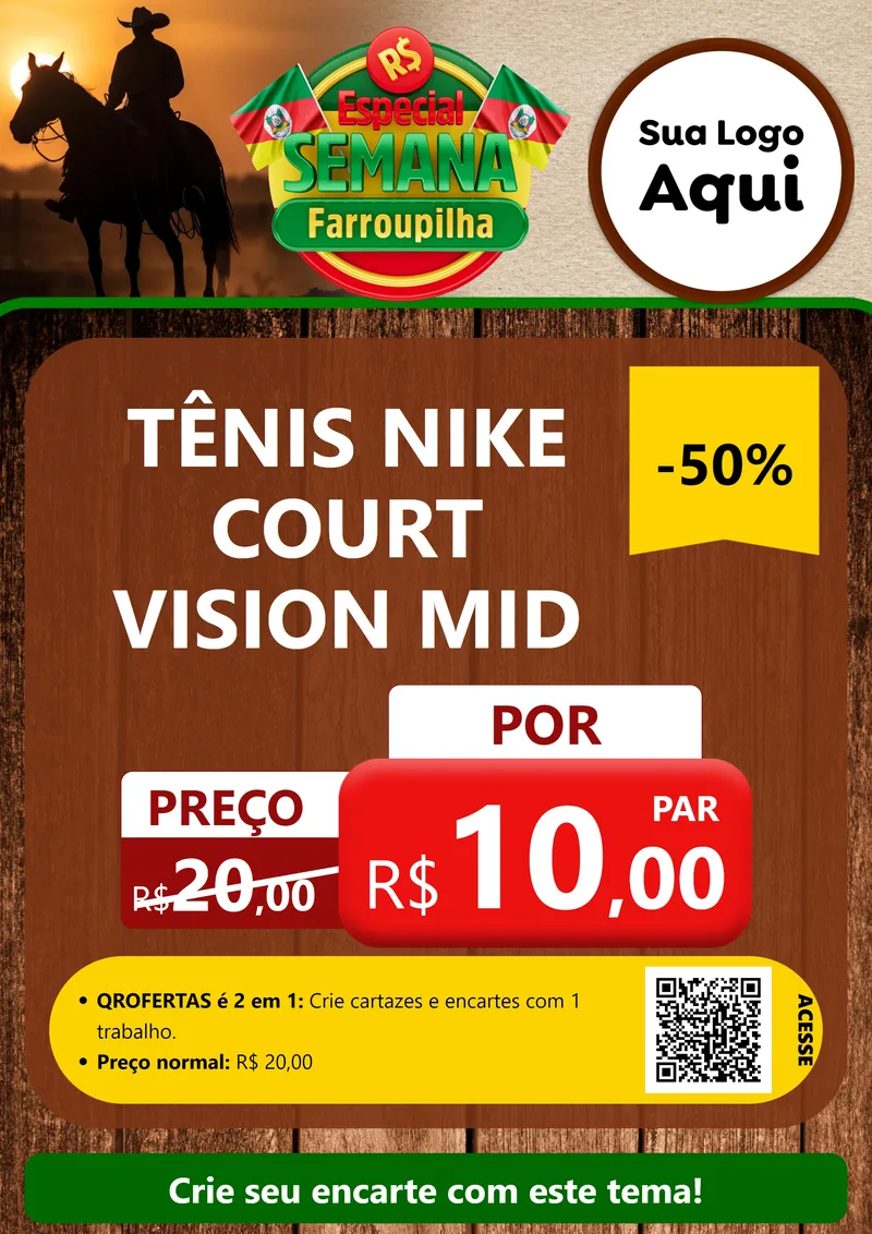 Modelo de Cartaz para Cartaz A4 Vertical com o tema Especial Semana Farroupilha para Calçados
