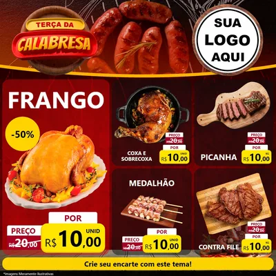 Modelo de Rede Social para Feed Facebook com o tema Terça da Calabresa para Assados