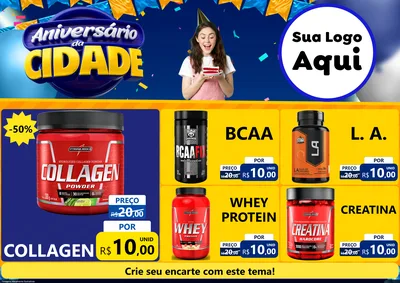 Modelo de Encarte para Encarte A4 Horizontal com o tema Aniversário da Cidade para Suplementos alimentares