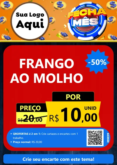 Modelo de Cartaz para Cartaz A4 Vertical com o tema Fecha Mês para Restaurante