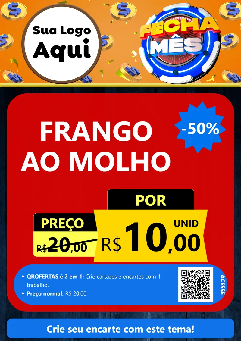 Modelo de Cartaz para Cartaz A4 Vertical com o tema Fecha Mês para Restaurante