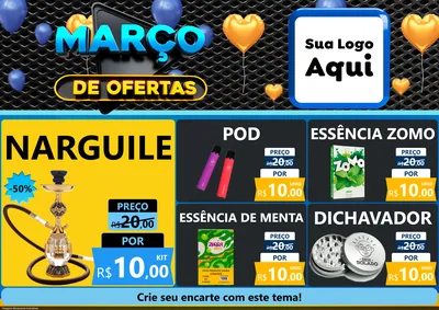 Modelo de Encarte para Encarte A4 Horizontal com o tema Março de Ofertas para Tabacaria