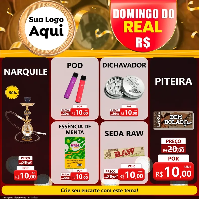 Modelo de Rede Social para Feed Facebook com o tema Domingo do Real para Tabacaria