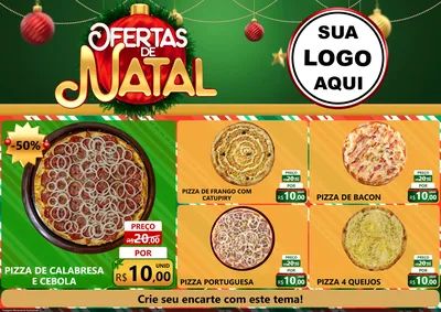 Modelo de Encarte para Encarte A4 Horizontal com o tema Ofertas de Natal para Pizzaria