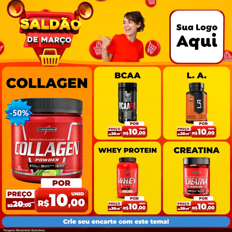 Modelo de Rede Social para Feed Facebook com o tema Saldão de Março para Suplementos alimentares