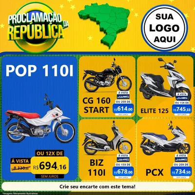 Modelo de Rede Social para Feed Facebook com o tema Proclamação da República para Concessionaria de Motos