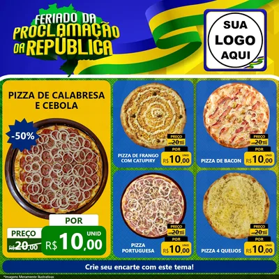 Modelo de Rede Social para Feed Facebook com o tema Feriado da Proclamação da República para Pizzaria