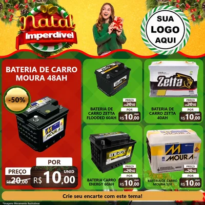 Modelo de Rede Social para Feed Facebook com o tema Natal Imperdível para Baterias Elétricas