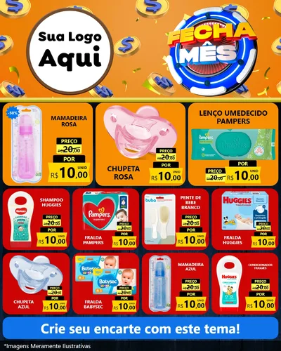 Modelo de Rede Social para Feed Instagram com o tema Fecha Mês para Bebês