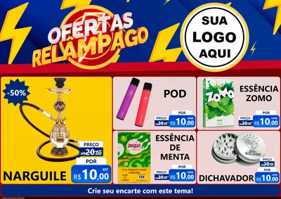 Modelo de Encarte para Encarte A4 Horizontal com o tema Ofertas Relâmpago para Tabacaria