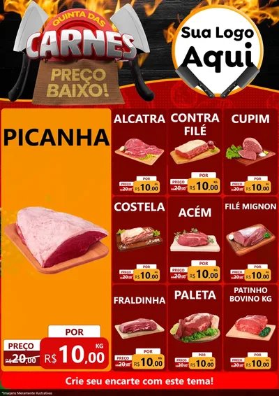 Modelo de Encarte para Encarte A4 Vertical com o tema Quinta das Carnes para Açougue