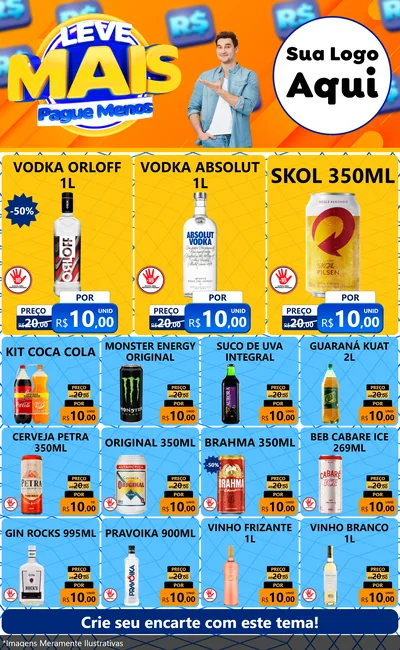 Modelo de Encarte para Encarte Grande com o tema Leve Mais, Pague Menos para Distribuidora de bebidas
