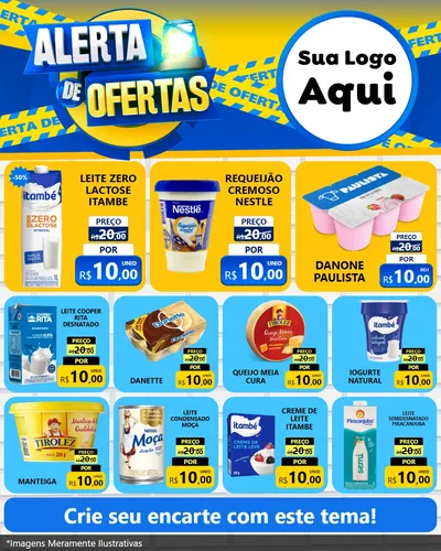 Modelo de Rede Social para Feed Instagram com o tema Alerta de Ofertas para Frios e Laticínios