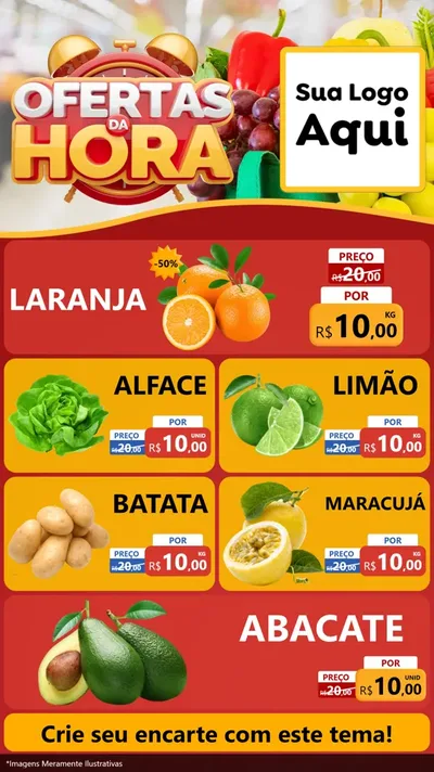 Modelo de TV para TV Vertical com o tema Ofertas da Hora para Hortifrúti