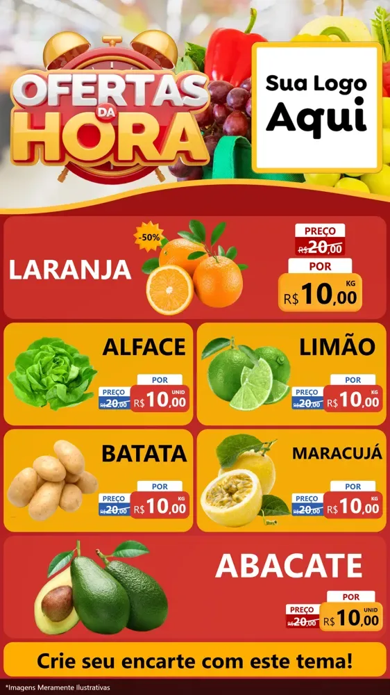 Modelo de TV para TV Vertical com o tema Ofertas da Hora para Hortifrúti