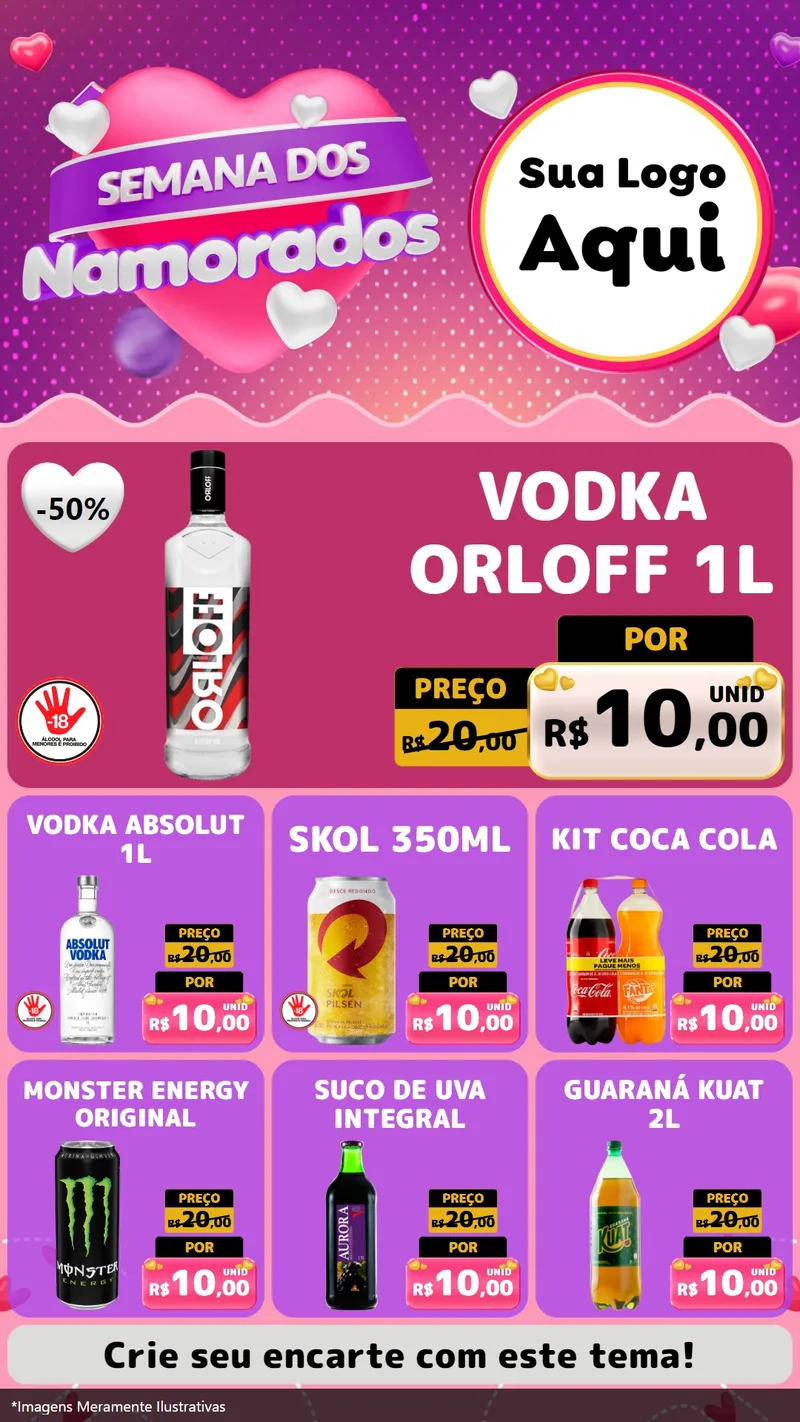 Modelo de Rede Social para Stories com o tema Semana dos Namorados para Distribuidora de bebidas