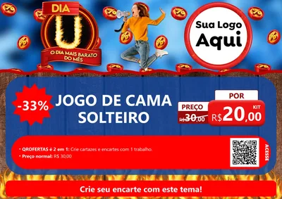 Modelo de Cartaz para Cartaz A4 Horizontal com o tema Dia U - O Dia Mais Barato Do Mês para Cama, Mesa e Banho