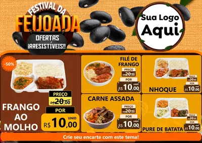 Modelo de Encarte para Encarte A4 Horizontal com o tema Festival da Feijoada para Restaurante