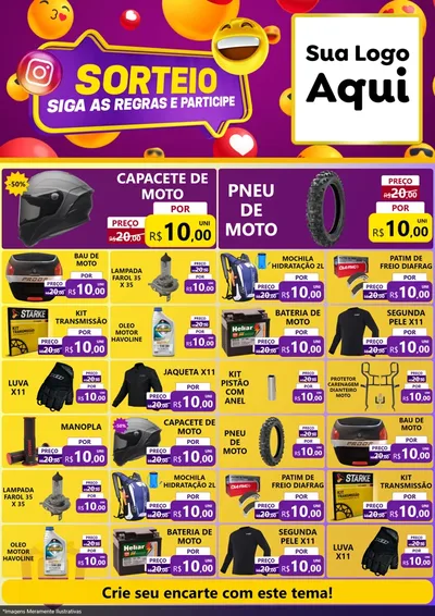 Modelo de Encarte para Encarte A4 Vertical com o tema Sorteio para Moto peças