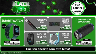 Modelo de TV para TV Horizontal com o tema Black Week para Informática