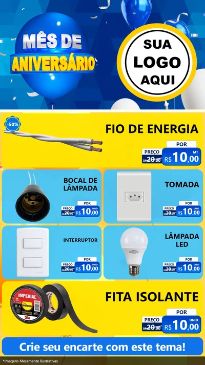 Modelo de TV para TV Vertical com o tema Mês de Aniversário para Materiais Elétricos