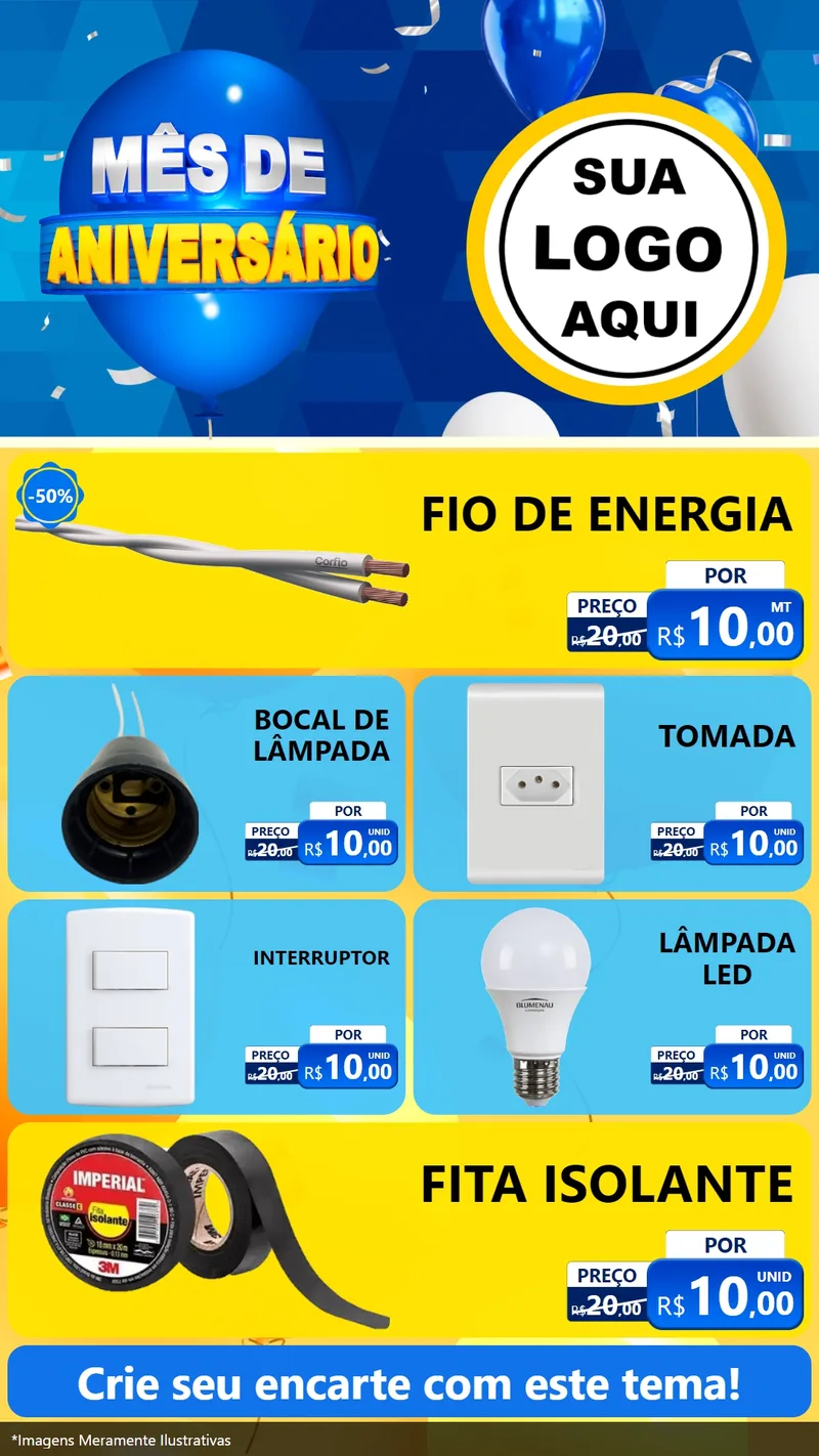 Modelo de TV para TV Vertical com o tema Mês de Aniversário para Materiais Elétricos