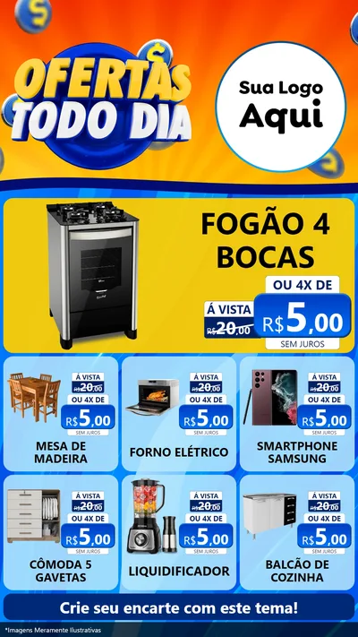 Modelo de Rede Social para Stories com o tema Ofertas Todo Dia para Móveis e Eletro