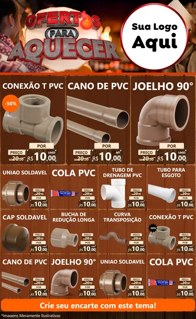 Modelo de Encarte para Encarte Grande com o tema Ofertas Para Aquecer para Tubos e conexões