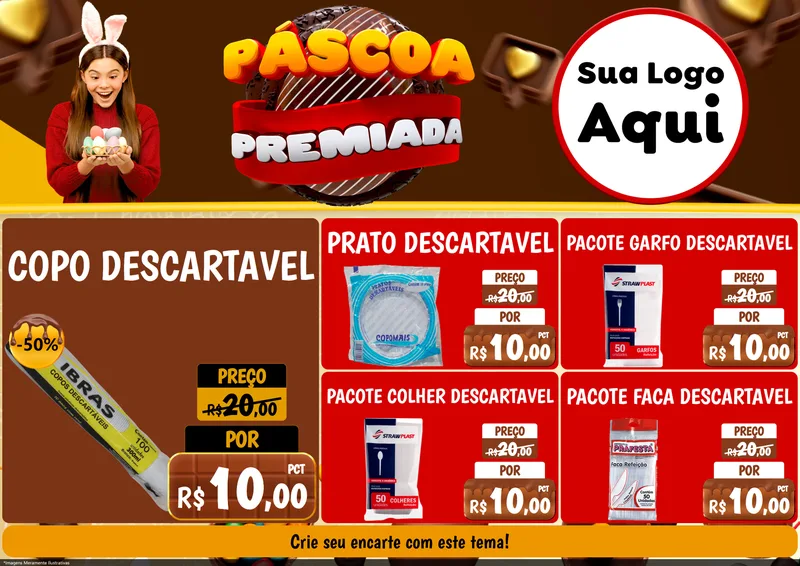 Modelo de Encarte para Encarte A4 Horizontal com o tema Páscoa Premiada para Embalagens