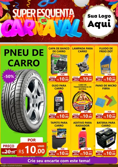 Modelo de Encarte para Encarte A4 Vertical com o tema Super Esquenta de Carnaval para Auto peças